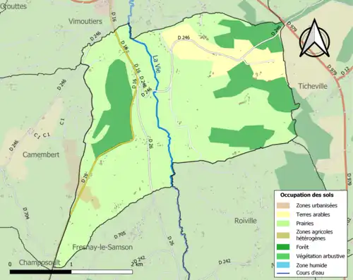 Carte en couleurs présentant l'occupation des sols.