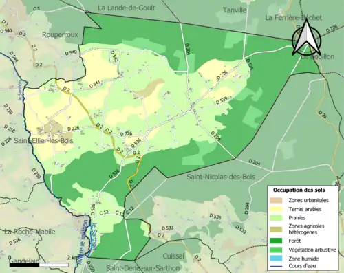 Carte en couleurs présentant l'occupation des sols.