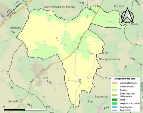 Carte en couleurs présentant l'occupation des sols.