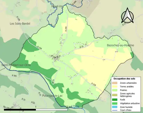 Carte en couleurs présentant l'occupation des sols.