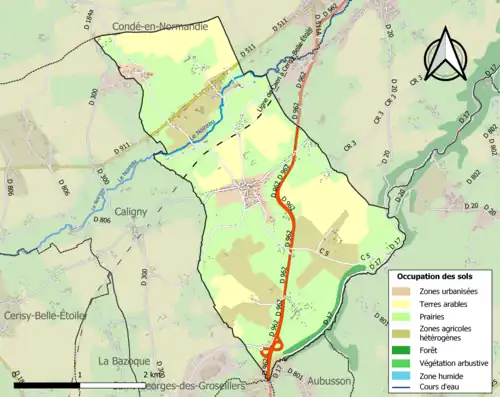 Carte en couleurs présentant l'occupation des sols.