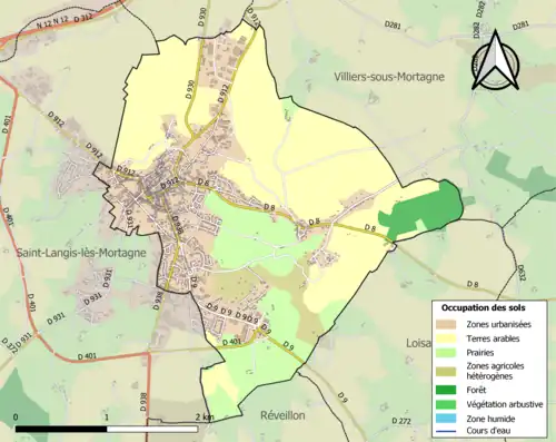 Carte en couleurs présentant l'occupation des sols.