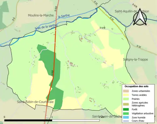 Carte en couleurs présentant l'occupation des sols.