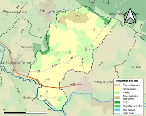 Carte en couleurs présentant l'occupation des sols.