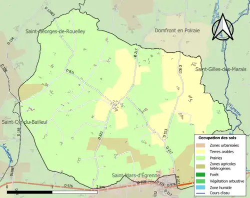 Carte en couleurs présentant l'occupation des sols.