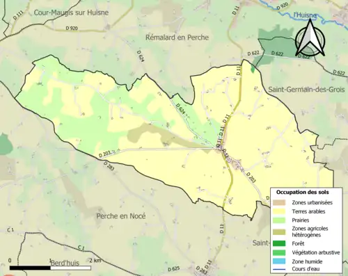 Carte en couleurs présentant l'occupation des sols.
