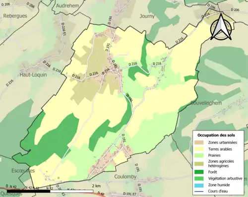 Carte en couleurs présentant l'occupation des sols.