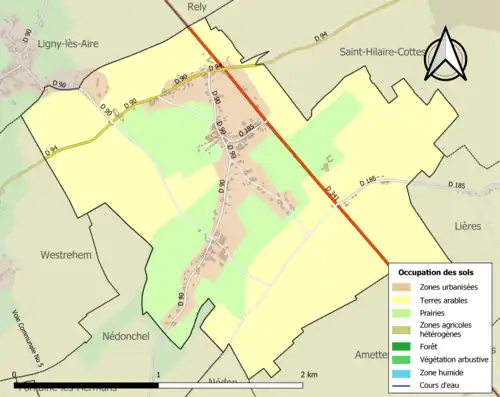Carte en couleurs présentant l'occupation des sols.