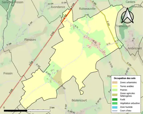 Carte en couleurs présentant l'occupation des sols.