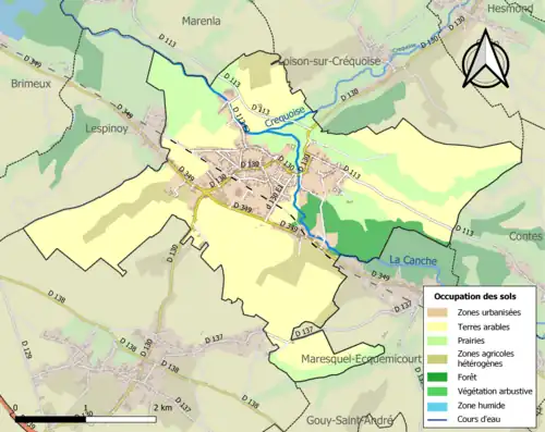 Carte en couleurs présentant l'occupation des sols.