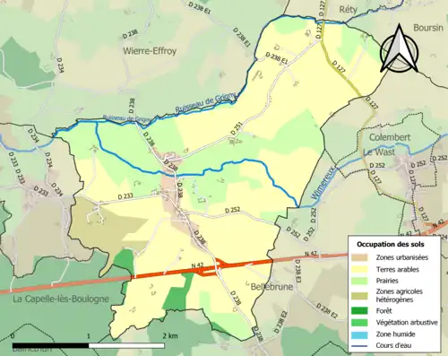 Carte en couleurs présentant l'occupation des sols.