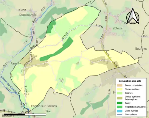 Carte en couleurs présentant l'occupation des sols.
