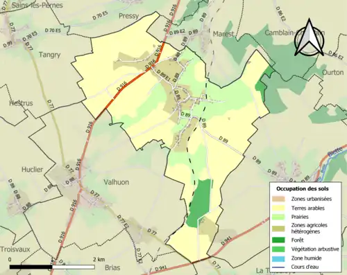 Carte en couleurs présentant l'occupation des sols.