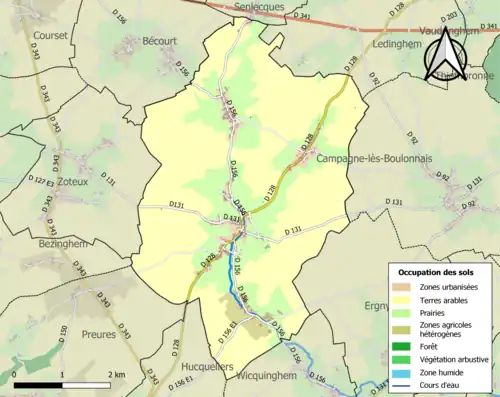 Carte en couleurs présentant l'occupation des sols.