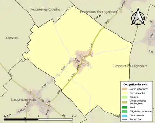 Carte en couleurs présentant l'occupation des sols.