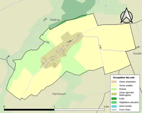 Carte en couleurs présentant l'occupation des sols.