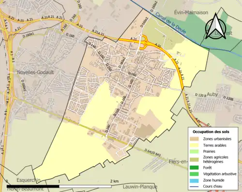 Carte en couleurs présentant l'occupation des sols.
