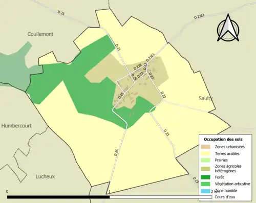 Carte en couleurs présentant l'occupation des sols.