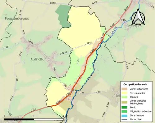 Carte en couleurs présentant l'occupation des sols.