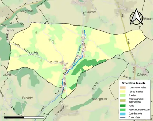 Carte en couleurs présentant l'occupation des sols.