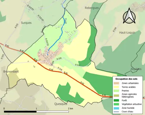 Carte en couleurs présentant l'occupation des sols.