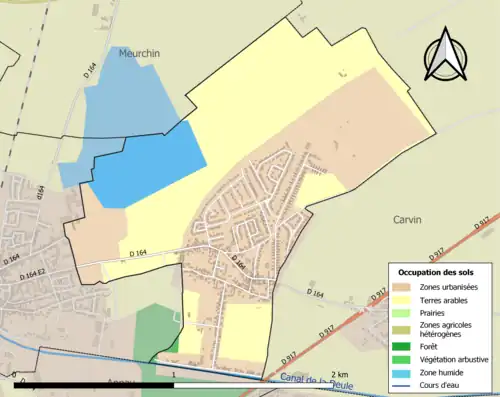 Carte en couleurs présentant l'occupation des sols.