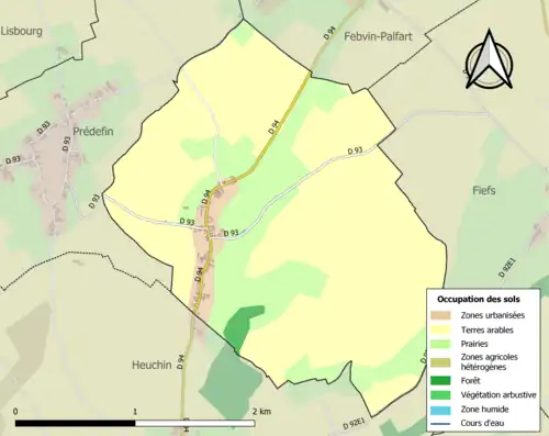 Carte en couleurs présentant l'occupation des sols.