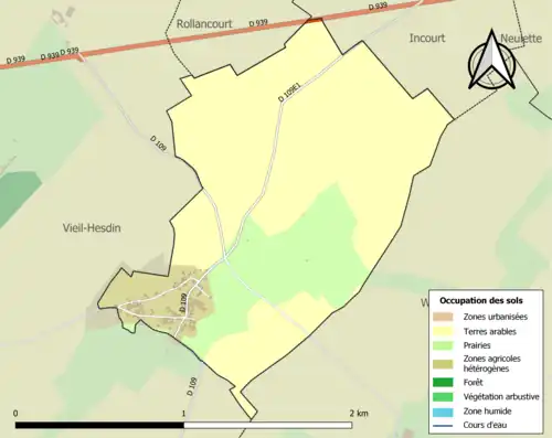 Carte en couleurs présentant l'occupation des sols.