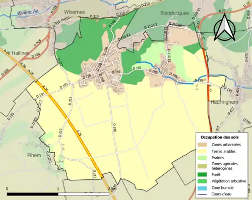 Carte en couleurs présentant l'occupation des sols.