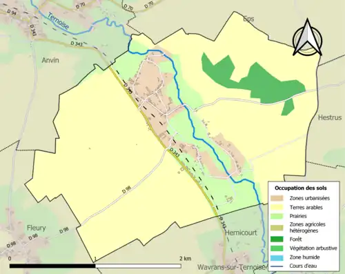 Carte en couleurs présentant l'occupation des sols.
