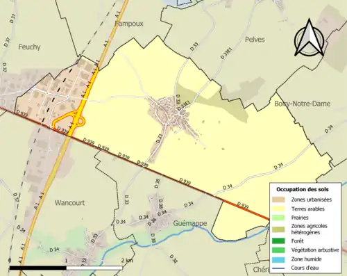 Carte en couleurs présentant l'occupation des sols.