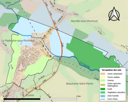 Carte en couleurs présentant l'occupation des sols.