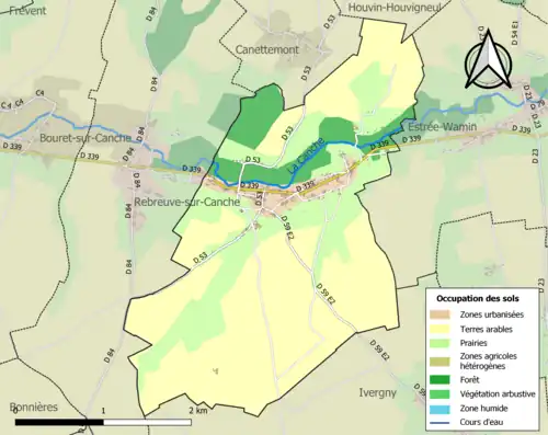 Carte en couleurs présentant l'occupation des sols.