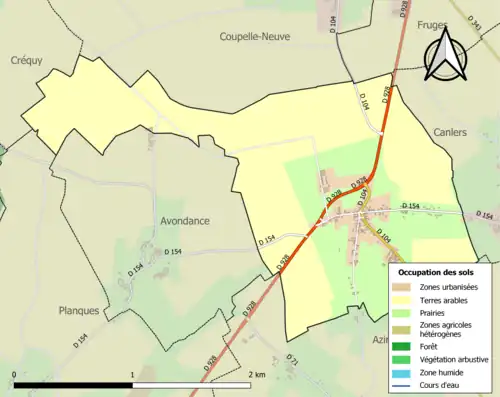 Carte en couleurs présentant l'occupation des sols.