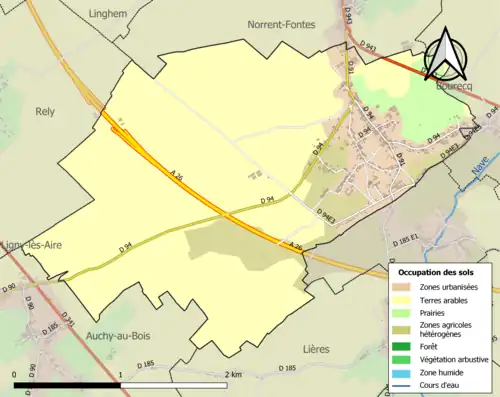 Carte en couleurs présentant l'occupation des sols.