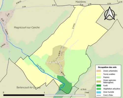 Carte en couleurs présentant l'occupation des sols.