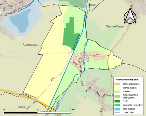 Carte en couleurs présentant l'occupation des sols.