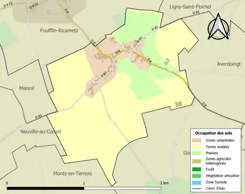 Carte en couleurs présentant l'occupation des sols.