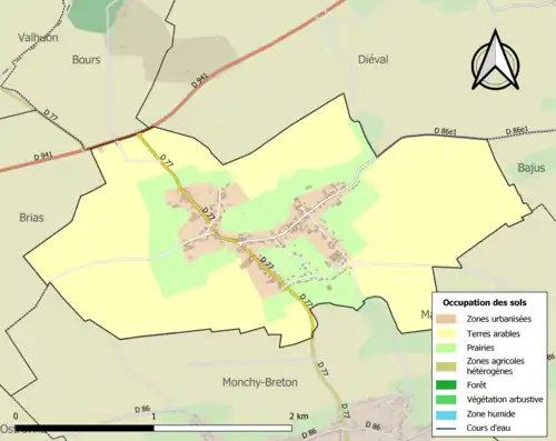Carte en couleurs présentant l'occupation des sols.