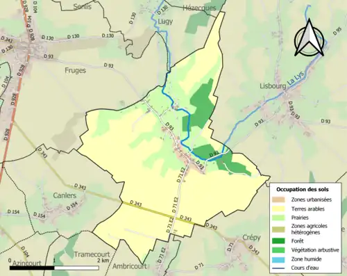 Carte en couleurs présentant l'occupation des sols.