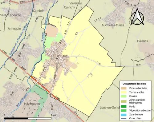 Carte en couleurs présentant l'occupation des sols.