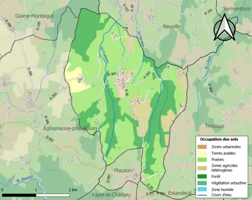 Carte en couleurs présentant l'occupation des sols.