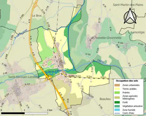 Carte en couleurs présentant l'occupation des sols.