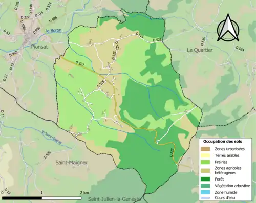 Carte en couleurs présentant l'occupation des sols.
