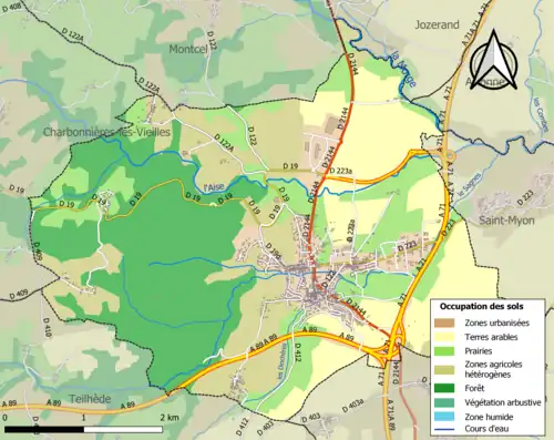 Carte en couleurs présentant l'occupation des sols.