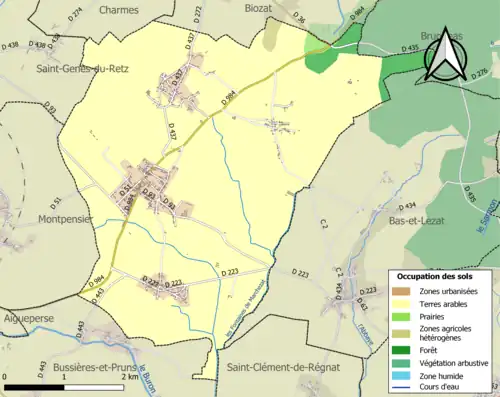Carte en couleurs présentant l'occupation des sols.