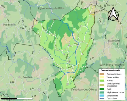 Carte en couleurs présentant l'occupation des sols.