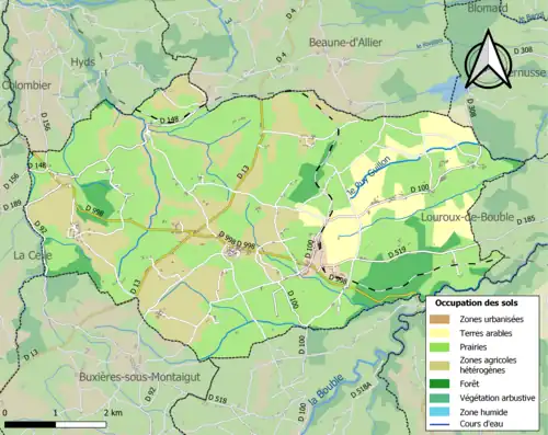 Carte en couleurs présentant l'occupation des sols.