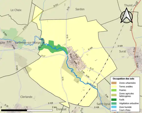 Carte en couleurs présentant l'occupation des sols.