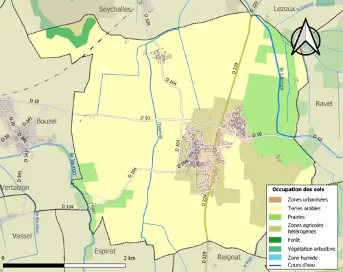 Carte en couleurs présentant l'occupation des sols.